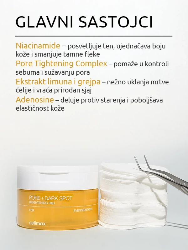 Celimax Pore+Dark Spot Brightening tupferi za lice 40 kom.