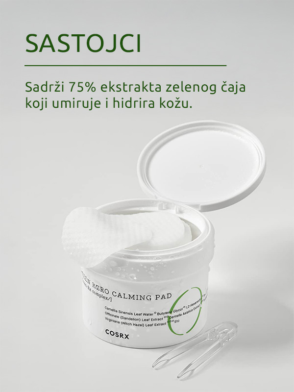 CosRX One Step Green Hero umirujući tupferi za lice 135ml/70 komada