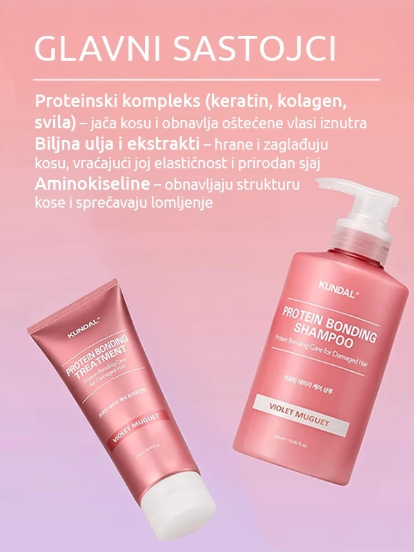 Kundal Holiday Silk Glow Edition - Protein Bonding Care šampon 500ml + tretman 250ml + gumica za kosu
