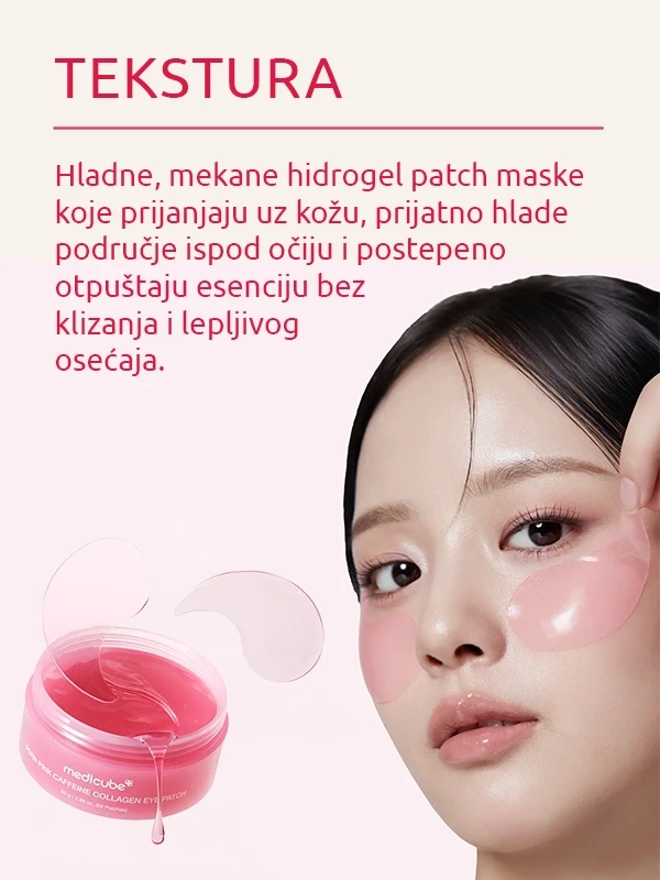 Medicube PDRN Pink Caffeine Collagen hidrogel maske za područje ispod očiju 60 kom.