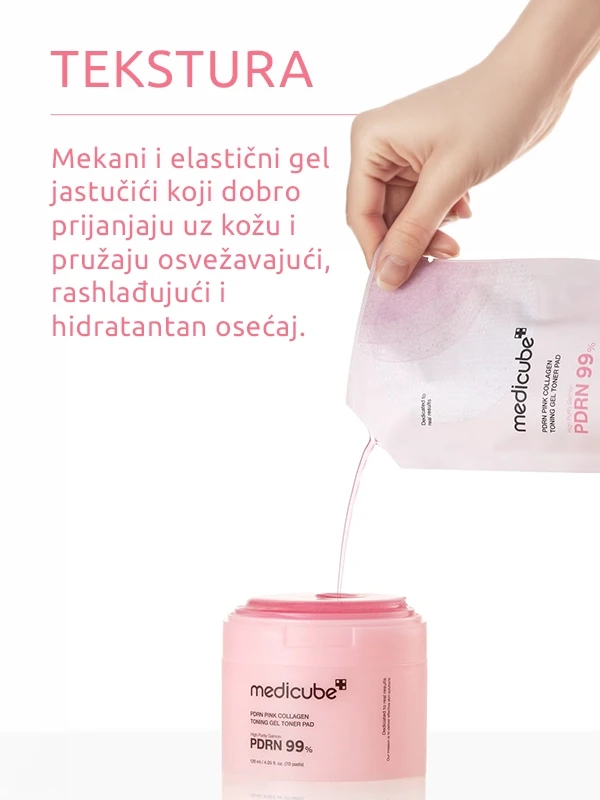 Medicube PDRN Pink Collagen Toning Gel tupferi za lice 70 kom.