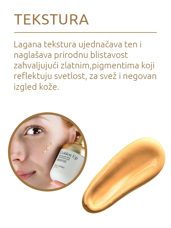 Pem Delian Hydrating Brightening fluid sa hijaluronskom kiselinom Golden Up 30 ml