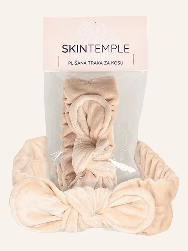Skintemple plišana traka za kosu sa mašnom-pesak