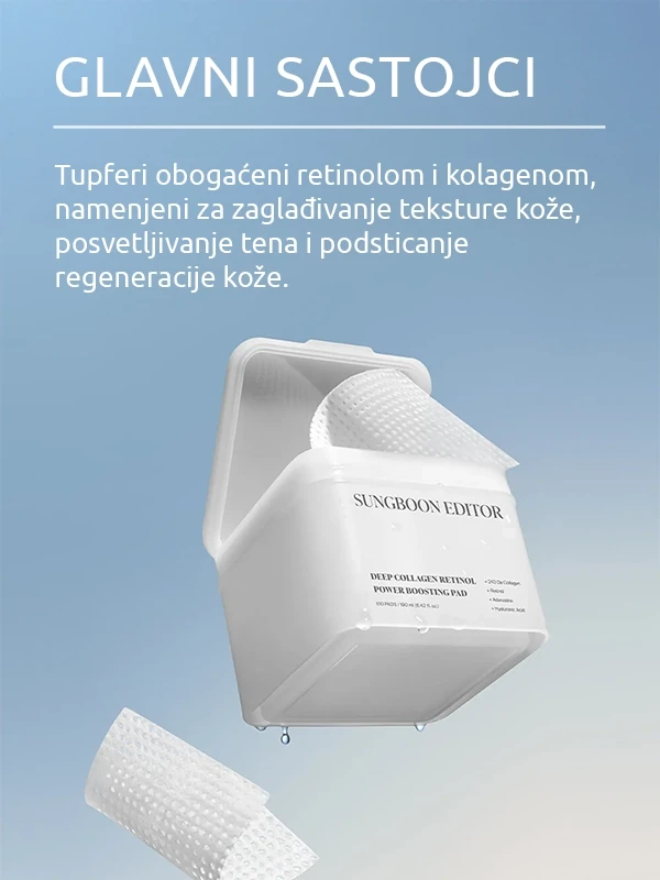 Sungboon Editor Deep Collagen Retinol Power Boosting tupferi za lice190 ml / 100 kom.