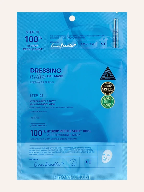 VT Cosmetics Hydrop Reedle Shot® 2-step Dressing Hydrogel maska 100hl 1,5 g + 33 g