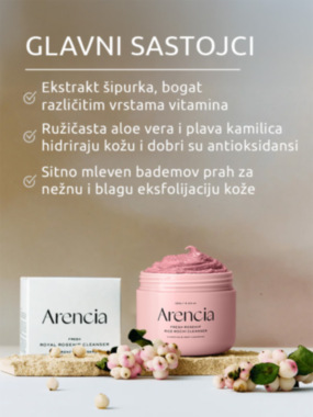 Arencia Fresh Rosehip Rice Mochi pasta za čišćenje lica 120g
