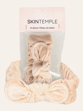 Skintemple plišana traka za kosu sa mašnom-pesak